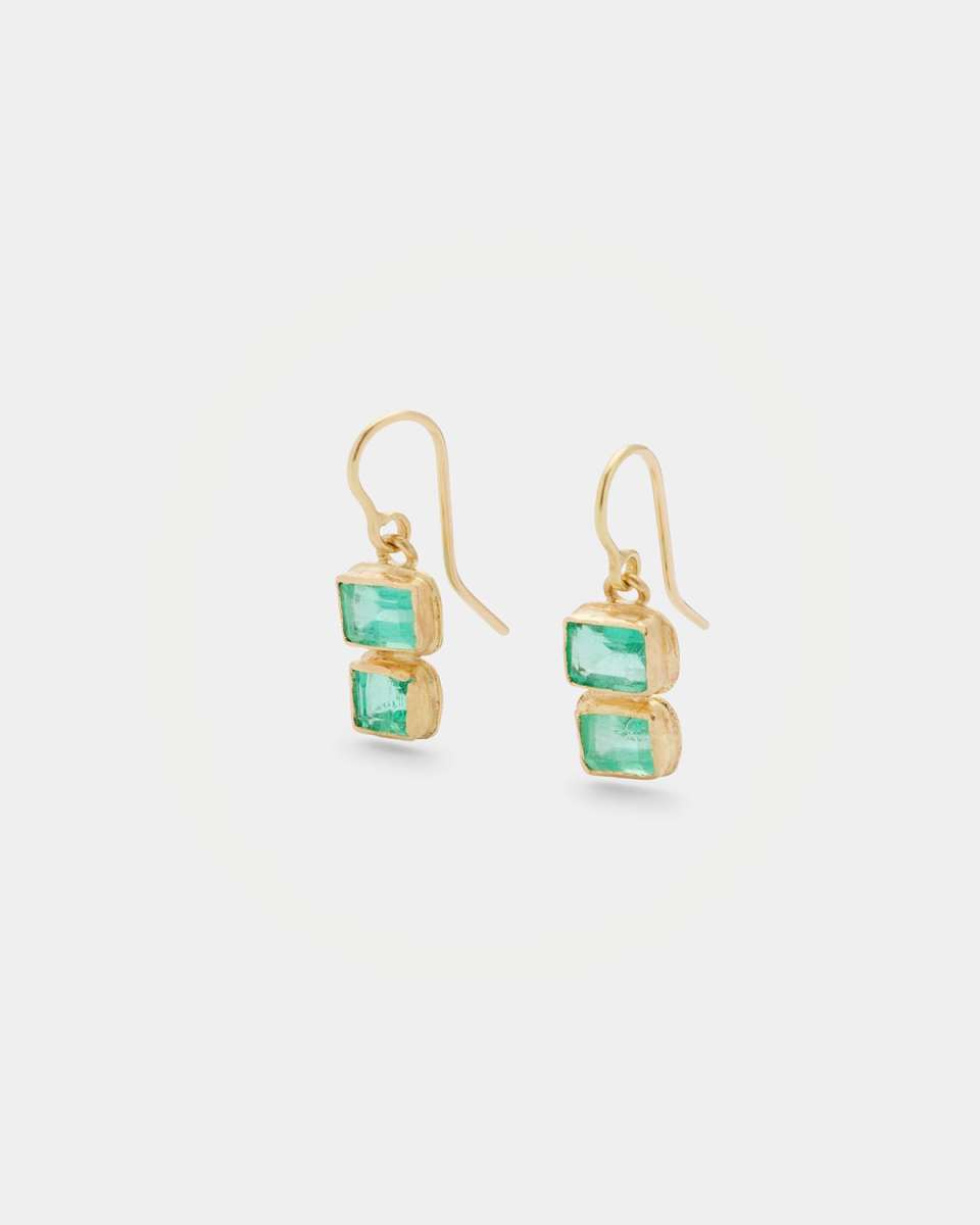 Colombian Emerald Double Drop Earrings